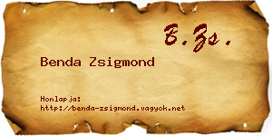 Benda Zsigmond névjegykártya